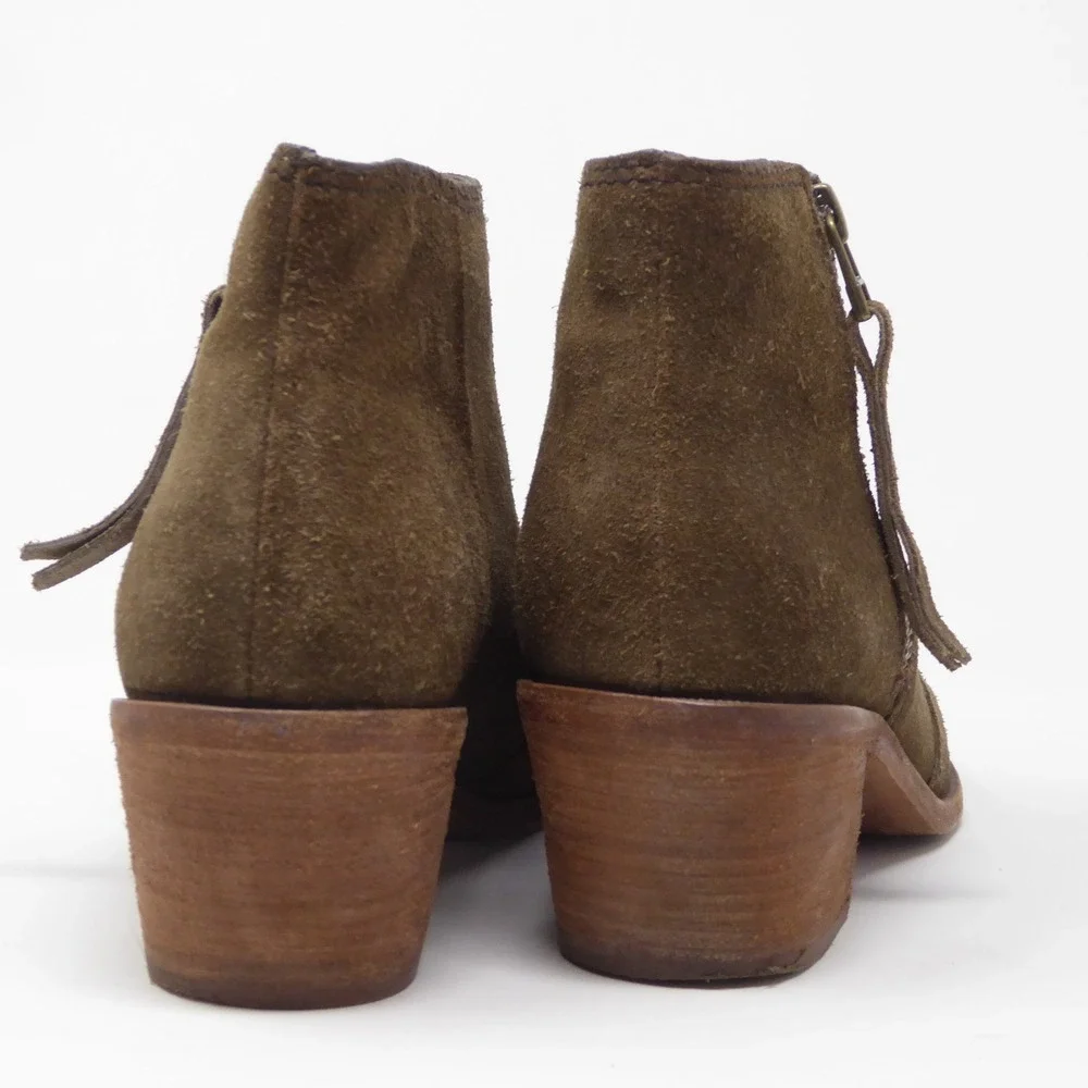 Madewell Janice Womens Ankle Boots Brown Suede Side Zip Block Heel 8